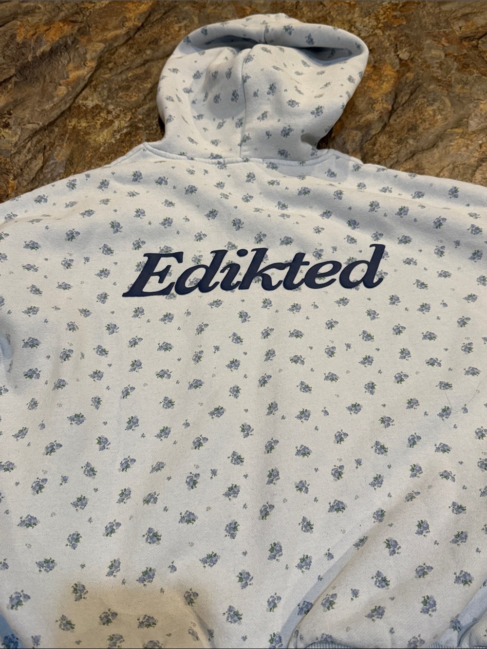 Edikted Pastel Blue Mini Floral Hoodie Womens size XS - Picture 9 of 10